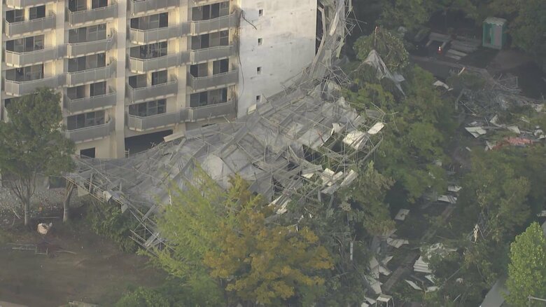 足場が崩れた茨城・つくば市の解体現場