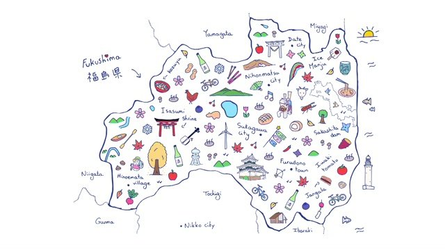 福島の魅力が詰まったエミリーさんのイラスト