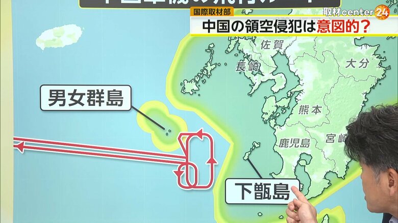 「下甑島にある自衛隊のレーダーサイトに向かって直進している」と指摘される中国軍機