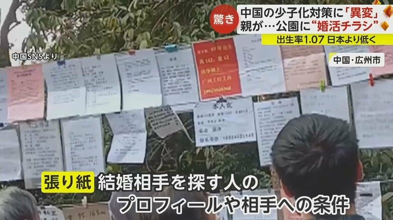 “婚活チラシ”を眺める人々