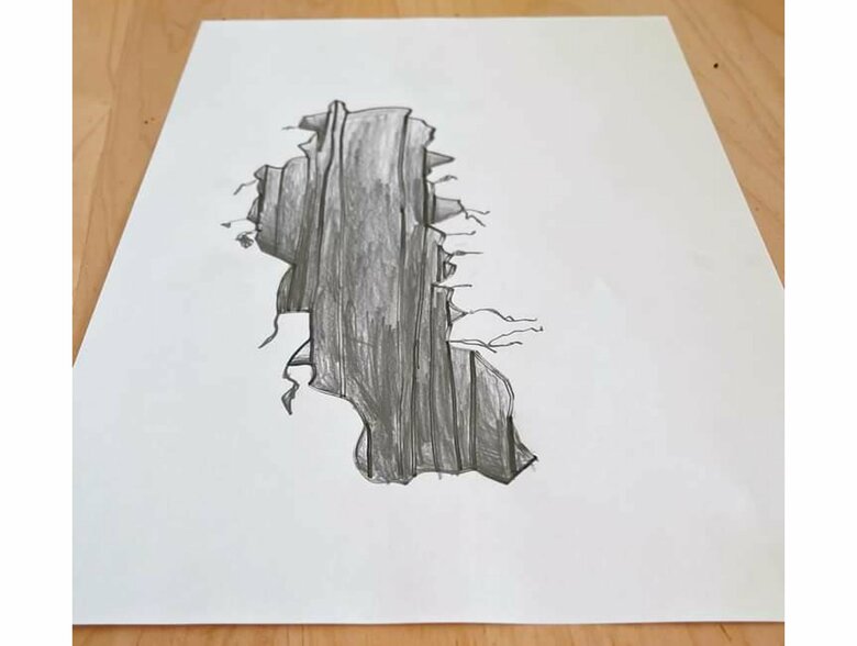 当時6歳　「崖」（提供：Pekepomさん）