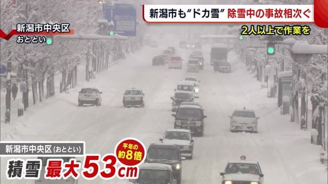 新潟市も ドカ雪 高校生が雪かきで 恩返しを 除雪中の死亡事故も相次ぐ