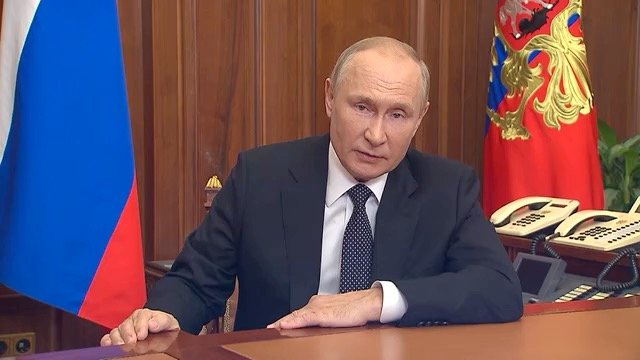 部分動員令の発令で演説するプーチン大統領(ロシア大統領府HPより)