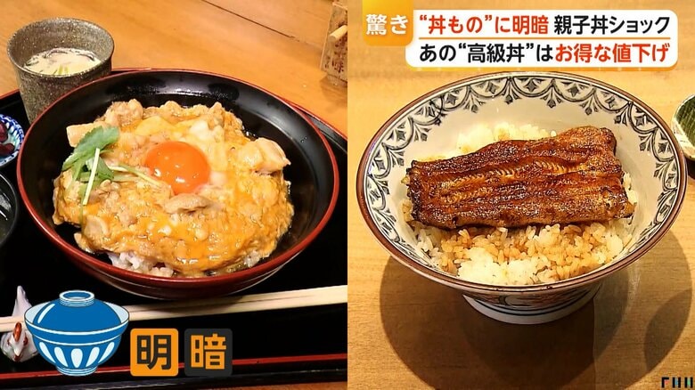 卵と鶏肉のW高騰で「親子丼」ピンチ　ウナギ豊漁で「うな丼」は値下げ　丼ものに明暗｜FNNプライムオンライン