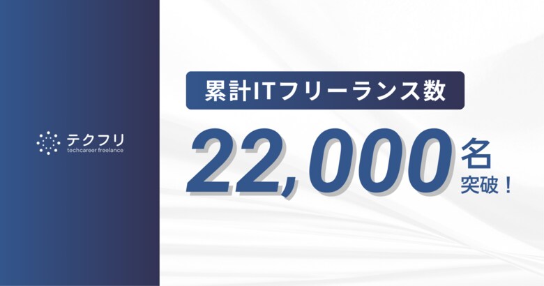ITフリーランスの案件サイト「テクフリ」の登録フリーランス数が22,000名を突破！