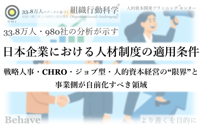 33.8万人・980社の分析が示す「日本企業における人材制度の適用条件」（組織行動科学(R)）