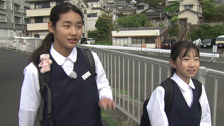 歩いて40分かけて中学校へ通う