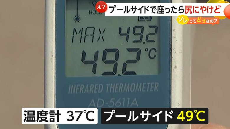 気温より12度も高い49度超となっていたプールサイドの温度
