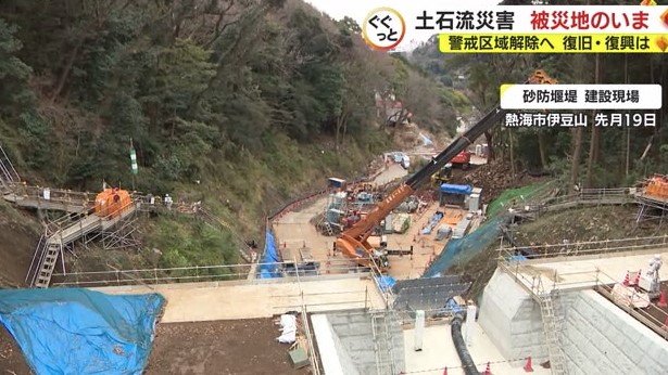 上流の砂防堰堤の建設工事（2023年1月）