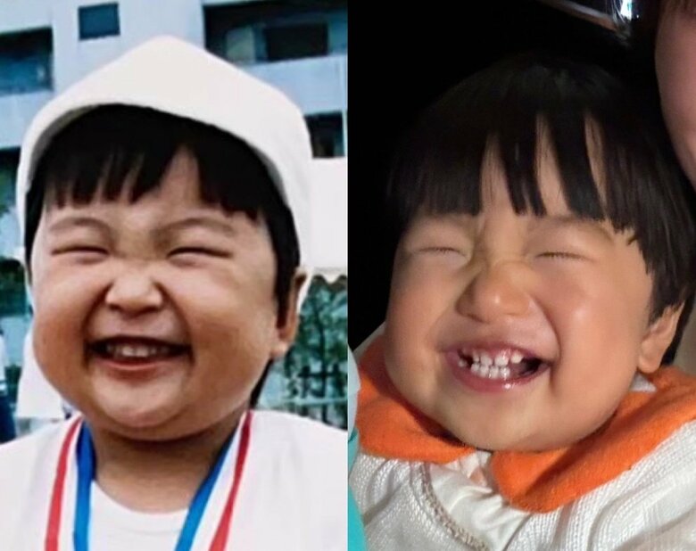 こちらもそっくりな2人！左がともみんさん、右が息子さん。