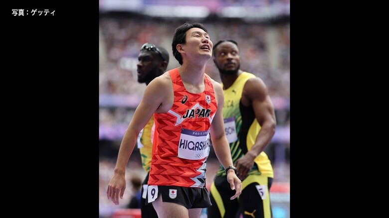 陸上男子100メートル予選　東田旺洋の様子
