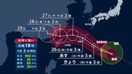 【台風情報】台風18号あさって沖縄本島直撃へ　あすの予想最大瞬間風速60メートル、24時間予想雨量150ミリ　きょう西日本中心に危険な暑さ