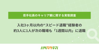 入社3ヶ月以内の“スピード退職”経験者の約3人に1人が次の職場も「1週間以内」に退職