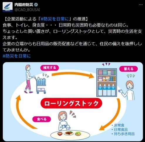 内閣府防災のSNSより