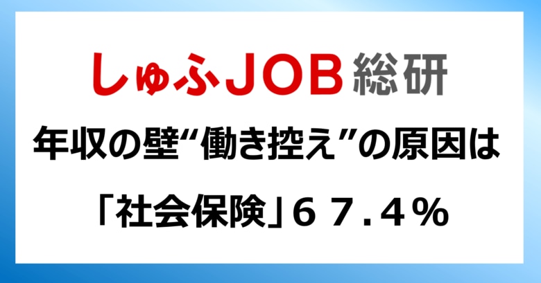 年収の壁“働き控え”の原因は？「社会保険」67.4％／年収130万円の条件変更で働き控え「減る」36.8%