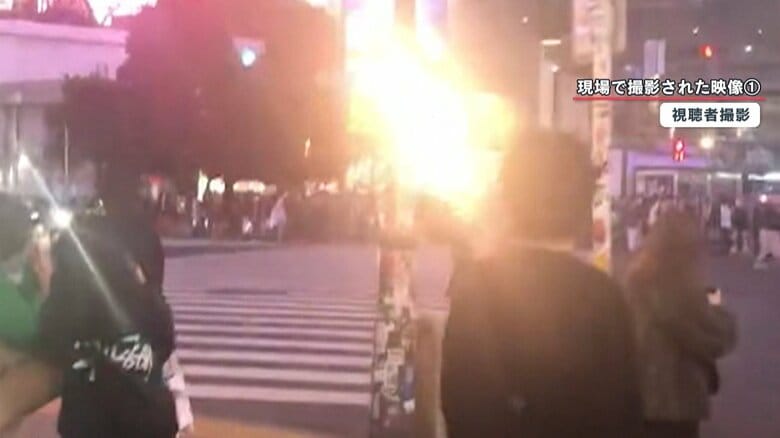 【乱射】渋谷スクランブル交差点で人に向けて花火連発…124秒の一部始終　一時騒然｜FNNプライムオンライン