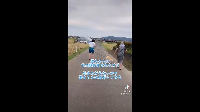 散歩を楽しむももちゃんとつぼたさん