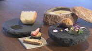 墓石の端材がオシャレな「お皿」に…石材店が製作 保温性に優れ、食材の魅力引き出すと半年待ちの人気