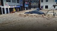 大気不安定で長崎・対馬に土砂降りの雨　韓国南部でも街が冠水　浸水被害など相次ぐ　マンションに土砂流入し1人死亡