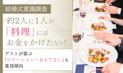 【結婚式意識調査】約2人に1人が「料理」にはお金をかけたい！ゲストが喜ぶ「ロケーション・おもてなし」も重視傾向