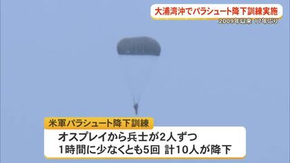 米軍パラ訓、大浦湾沖で17年ぶりに実施　県に訓練の再開を通知