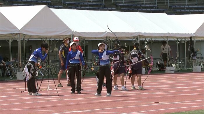 インターハイ アーチェリー競技 女子団体決勝戦(香川・丸亀市)