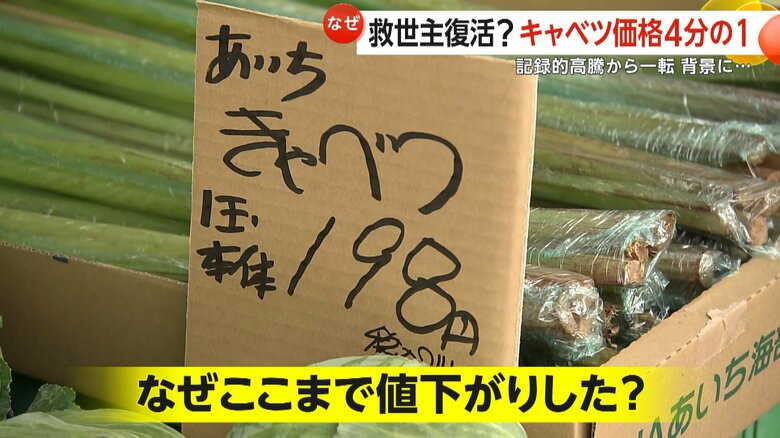 1玉税込み214円まで値下がりしたキャベツ