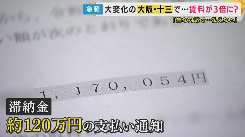滞納金としておよそ120万円を払うよう求める書面