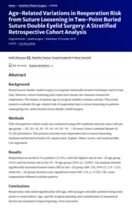 TCB奥村公貴医師らの論文が国際美容外科学術誌「Aesthetic Plastic Surgery」に掲載。埋没式重瞼術における再施術率を年齢層別に解析 ー 全国5万件超のデータから導く施術戦略 ー