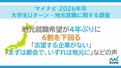 「マイナビ 2026年卒 大学生Uターン・地元就職に関する調査」を発表
