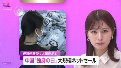 大量返品に悩む業者…“返品率95％”のアパレルブランドも「独身の日」中国経済停滞で“異変”…消費行動にも変化
