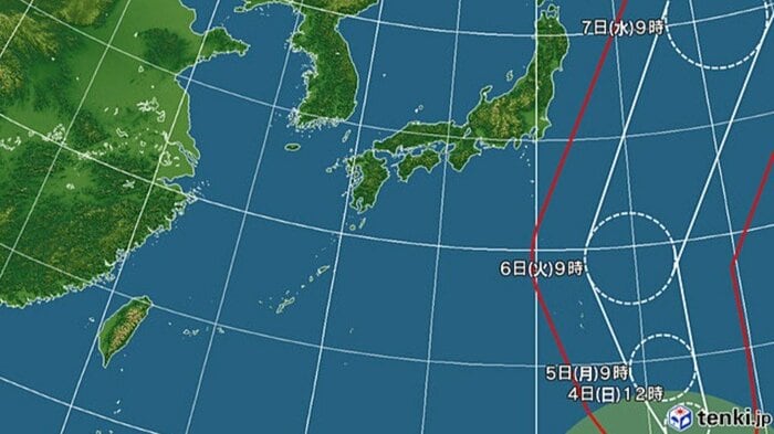 台風27号の進路予想図　日本気象協会 tenki.jpより