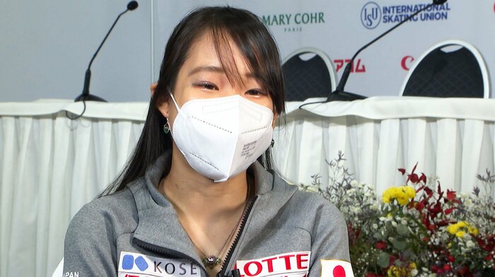 2022年の四大陸選手権後、インタビューに応じた三原