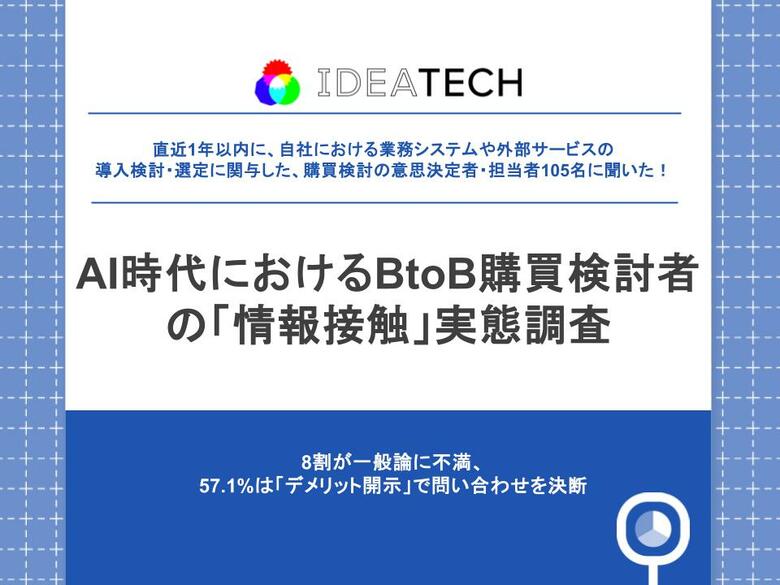 【AI時代のBtoB購買「情報接触」実態】約8割が「一般論ばかり」と感じ、57.1%が"誠実さ"で問い合わせ先を決断。約6割が生成AIで情報収集、求められるのは「生々しい事例や現場のノウハウ」