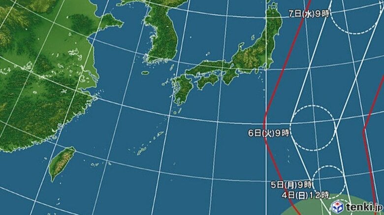 台風27号の進路予想図　日本気象協会 tenki.jpより
