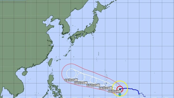 台風9号の進路予想図　気象庁HPより
