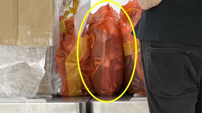 オレンジの袋をよく見ると高級ブランドのロゴが