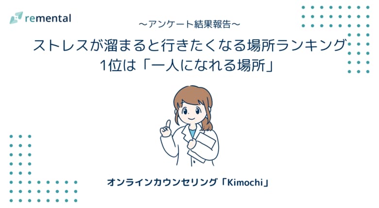 オンラインカウンセリング「Kimochi」｜ストレスが溜まると行きたくなる場所ランキング1位は「一人になれる場所」