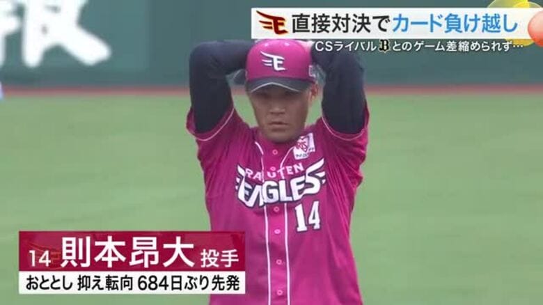 【楽天】則本６８４日ぶり先発も黒星　ＣＳ争い正念場｜FNNプライムオンライン