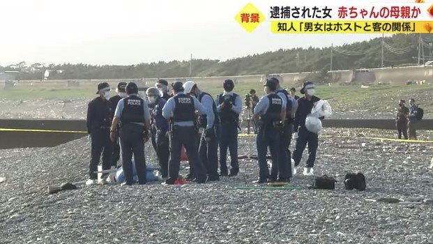 乳児の遺体が見つかった海岸(5月27日・沼津市)