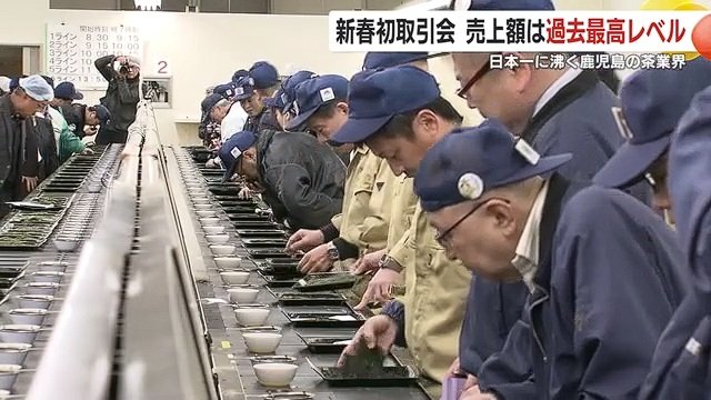 県内7市3町で生産された荒茶92点（合計7.4トン）が初取引に