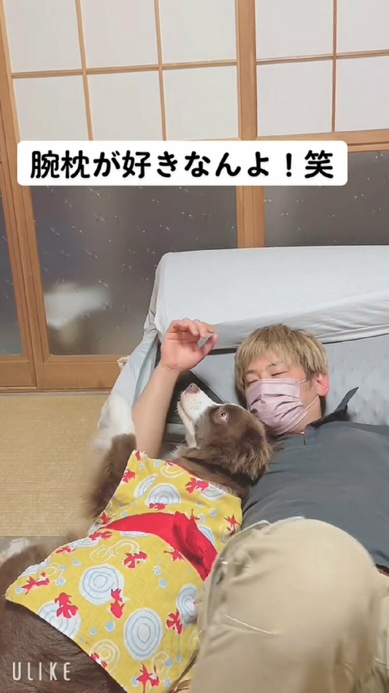 すると前脚を使って寝返りを阻止