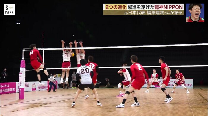 コースを限定して相手スパイクを確実に拾い素早く攻撃につなげた場面