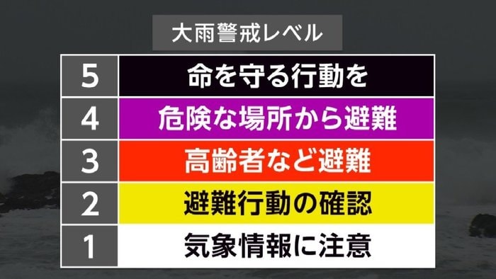 「レベル5は黒」大雨警戒レベル5段階を新配色で運用開始