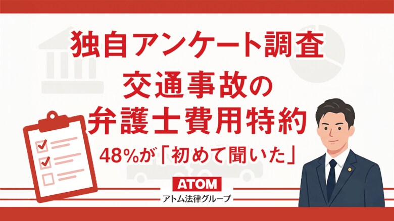 交通事故の弁護士費用特約、48%が「初めて聞いた」と回答。アトム法律事務所がのべ20,000人以上を対象にアンケート調査を実施