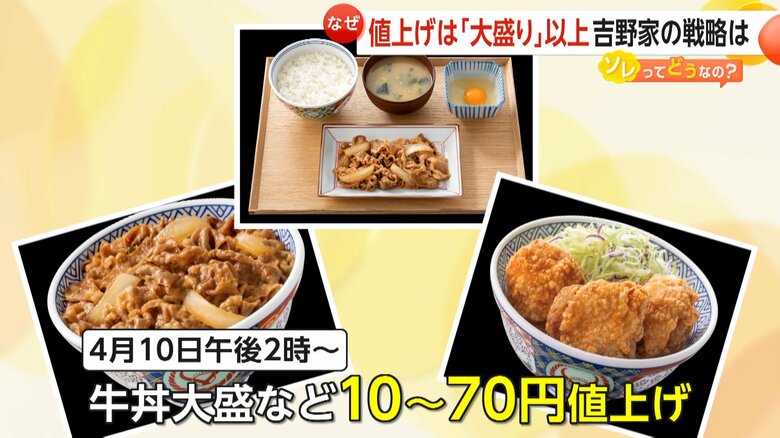 「大盛り以上は値上げ」吉野家の牛丼新価格ってどう思う？「並盛」「小盛」は値段据え置きに見える消費者心理戦略｜FNNプライムオンライン