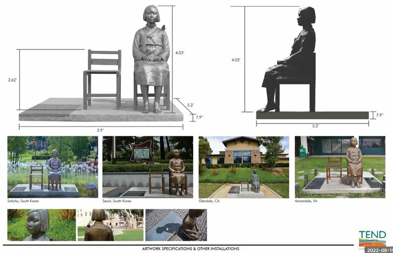 慰安婦像は在ソウル日本大使館前に設置された像のレプリカを使用するという