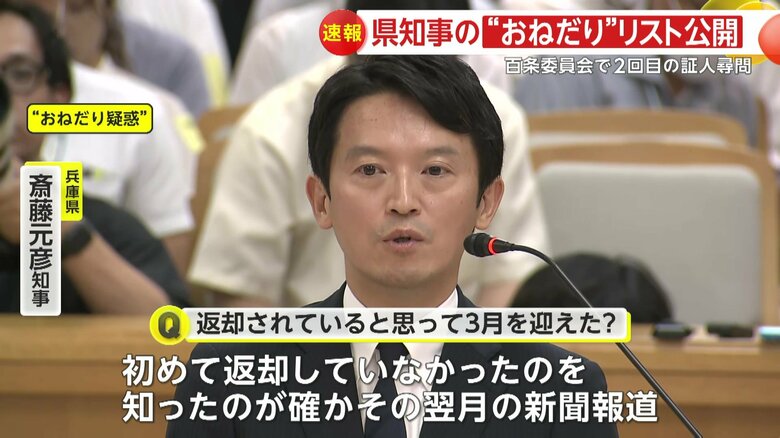 コーヒーメーカーが返却されていないことを報道で知り、「びっくりした」と斎藤知事