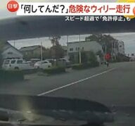 後輪だけで走行する危険な“ウィリー”バイク…信号待ちの車列に見せつけか　オーストラリアではライダーが罰金・免停処分