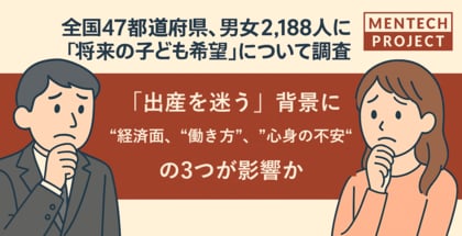 【全国47都道府県、男女2,188人に「将来の子ども希望」について調査】「出産を迷う」背景には“経済面”、“働き方”、“心身の不安”の3つが影響か